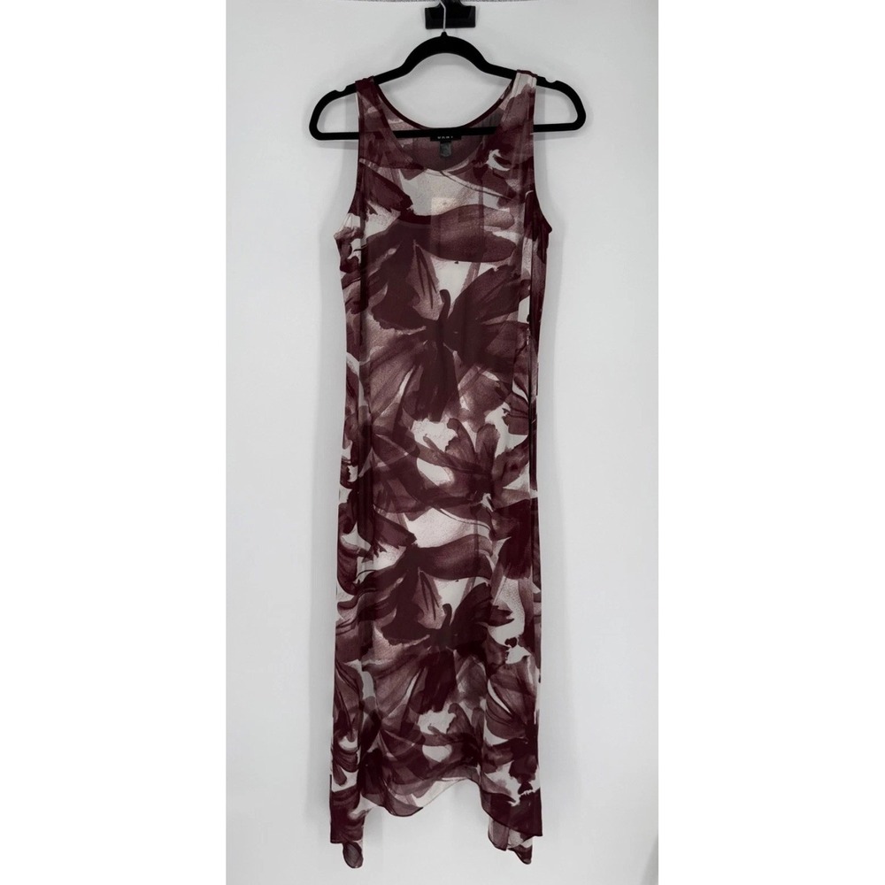 DKNY Dress Women's Small Purple Bordeaux Floral Cottagecore Lined Midi NWT